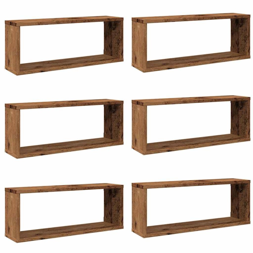 vidaXL Rafturi perete cub 6 buc. lemn vechi 60x15x23cm, lemn prelucrat