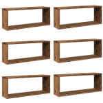 vidaXL Rafturi perete cub 6 buc. lemn vechi 60x15x23cm, lemn prelucrat vidaXL Rafturi perete cub 6 buc. lemn vechi 60x15x23cm, lemn prelucrat
