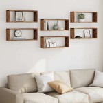 vidaXL Rafturi perete cub 6 buc. lemn vechi 60x15x23cm, lemn prelucrat vidaXL Rafturi perete cub 6 buc. lemn vechi 60x15x23cm, lemn prelucrat