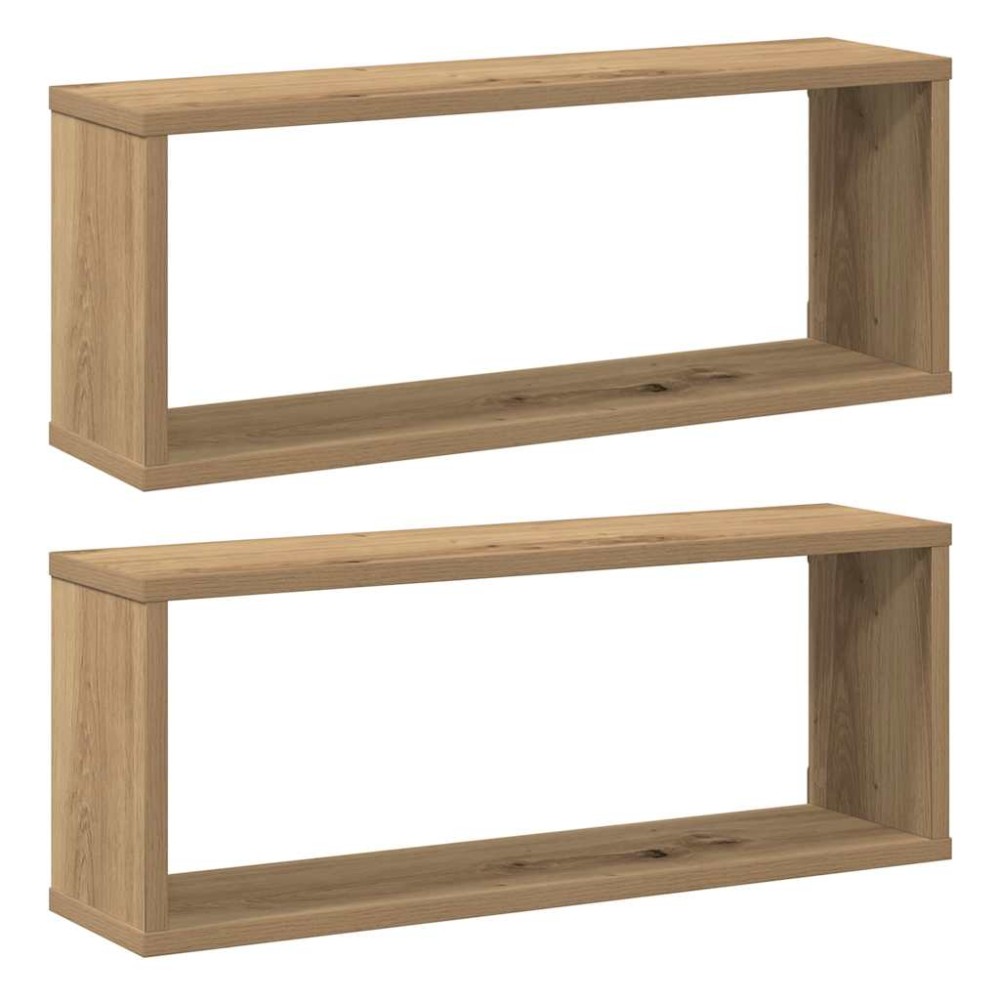 vidaXL Rafturi de perete cub 2 buc. stejar artizanal, 60x15x23 cm lemn