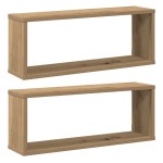 vidaXL Rafturi de perete cub 2 buc. stejar artizanal, 60x15x23 cm lemn vidaXL Rafturi de perete cub 2 buc. stejar artizanal, 60x15x23 cm lemn
