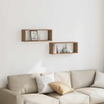 vidaXL Rafturi de perete cub 2 buc. stejar artizanal, 60x15x23 cm lemn vidaXL Rafturi de perete cub 2 buc. stejar artizanal, 60x15x23 cm lemn