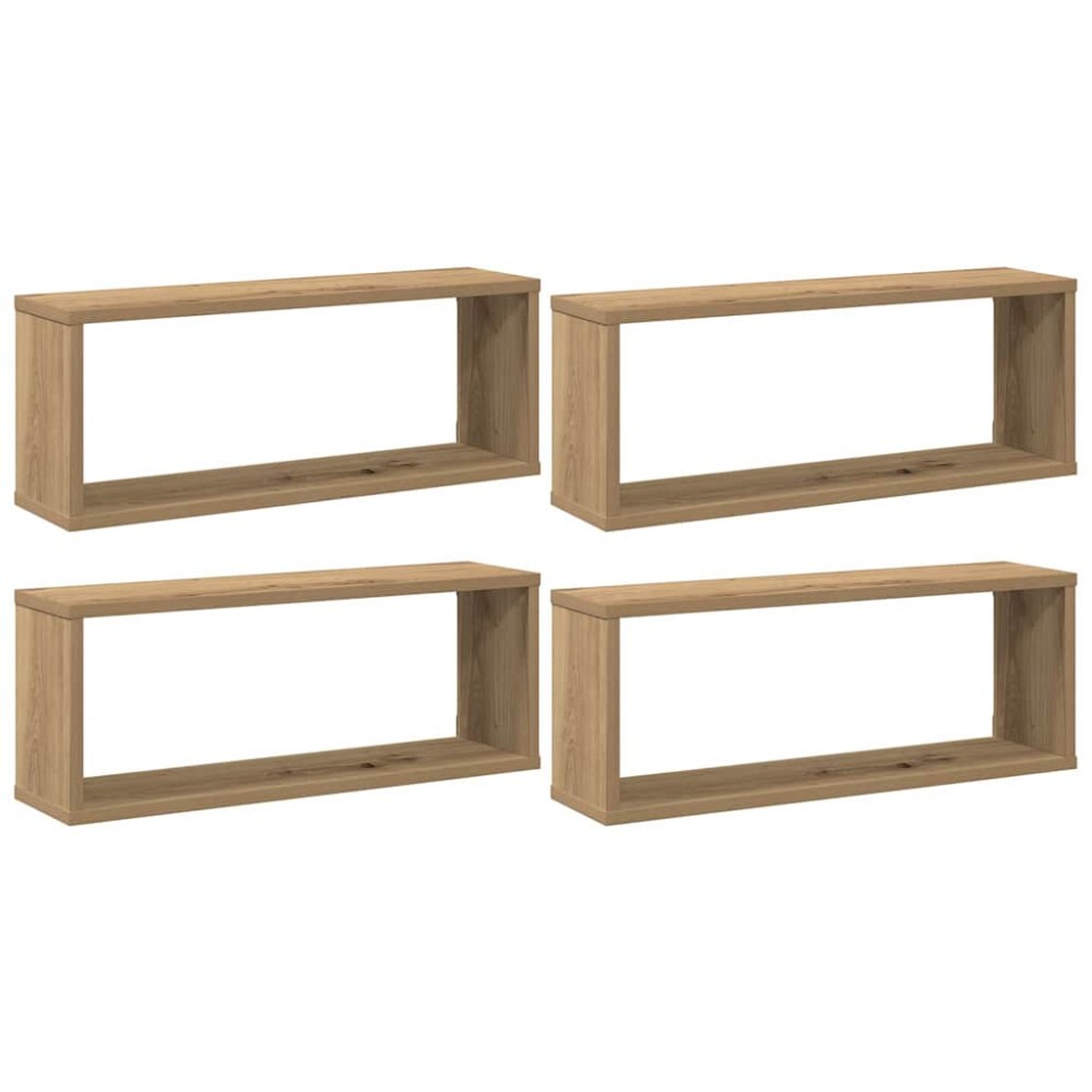 vidaXL Rafturi de perete cub 4 buc. stejar artizanal, 60x15x23 cm lemn