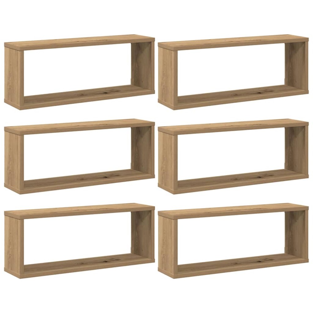 vidaXL Rafturi de perete cub 6 buc. stejar artizanal, 60x15x23 cm lemn