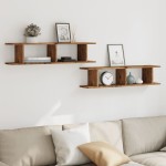 vidaXL Rafturi perete, 2 buc., lemn vechi, 90x18x20 cm, lemn prelucrat vidaXL Rafturi perete, 2 buc., lemn vechi, 90x18x20 cm, lemn prelucrat