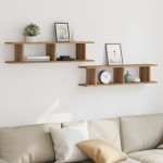 vidaXL Rafturi de perete, 2 buc., stejar artizanal, 90x18x20 cm, lemn vidaXL Rafturi de perete, 2 buc., stejar artizanal, 90x18x20 cm, lemn