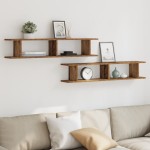 vidaXL Rafturi perete 2 buc., lemn vechi, 105x18x20 cm, lemn prelucrat