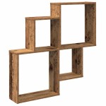 vidaXL Raft de perete cub, lemn vechi, 80x15x78,5 cm, PAL vidaXL Raft de perete cub, lemn vechi, 80x15x78,5 cm, PAL