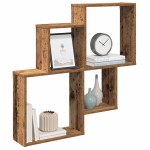 vidaXL Raft de perete cub, lemn vechi, 80x15x78,5 cm, PAL vidaXL Raft de perete cub, lemn vechi, 80x15x78,5 cm, PAL