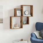 vidaXL Raft de perete cub, lemn vechi, 80x15x78,5 cm, PAL vidaXL Raft de perete cub, lemn vechi, 80x15x78,5 cm, PAL