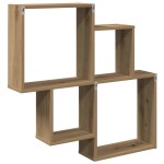 vidaXL Raft de perete, stejar artizanal, 80x15x78,5 cm, lemn prelucrat vidaXL Raft de perete, stejar artizanal, 80x15x78,5 cm, lemn prelucrat