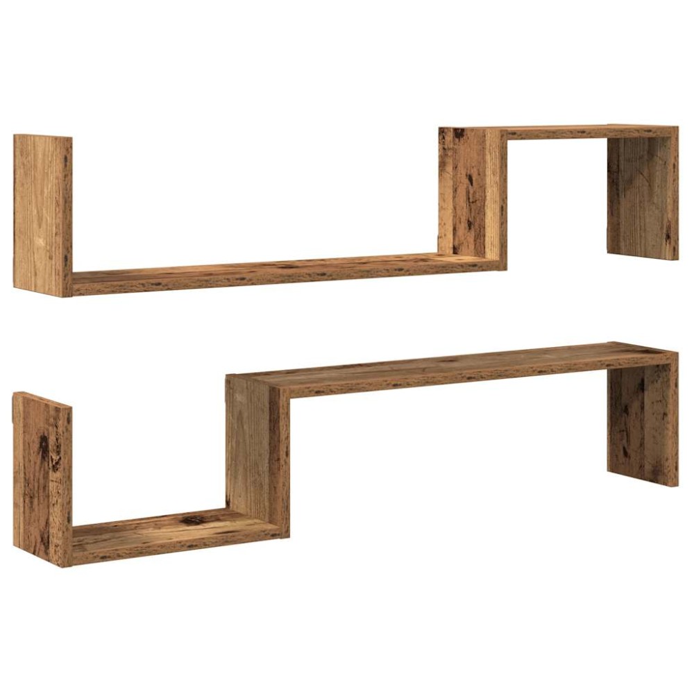 vidaXL Rafturi perete 2 buc., lemn vechi, 100x15x20 cm, lemn prelucrat