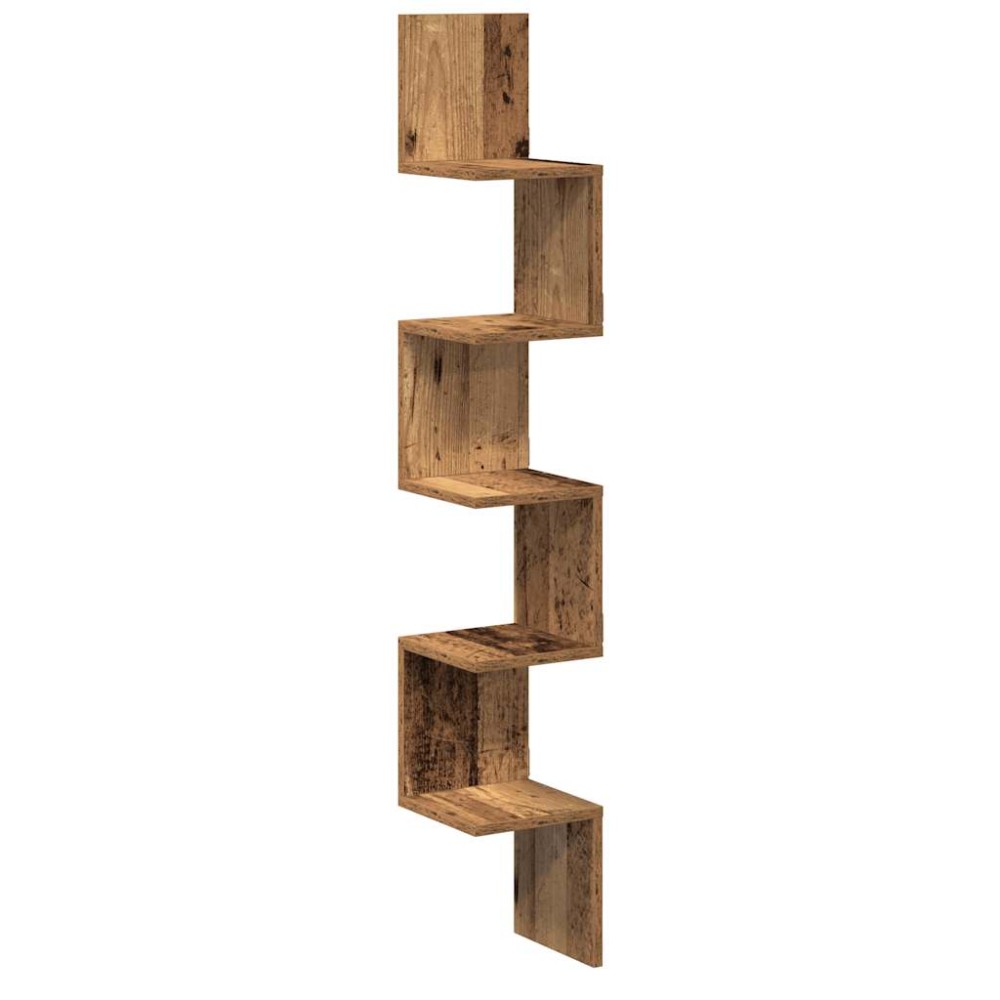 vidaXL Raft perete pentru colț lemn vechi 20x20x127,5cm lemn prelucrat