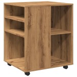 vidaXL Dulap cu roți, stejar artizanal, 60x53x72 cm, lemn prelucrat vidaXL Dulap cu roți, stejar artizanal, 60x53x72 cm, lemn prelucrat