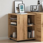 vidaXL Dulap cu roți, stejar artizanal, 60x53x72 cm, lemn prelucrat vidaXL Dulap cu roți, stejar artizanal, 60x53x72 cm, lemn prelucrat