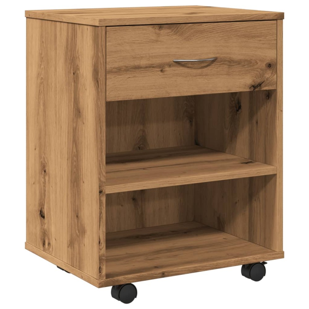 vidaXL Dulap cu roți, stejar artizanal, 46x36x59 cm, lemn prelucrat