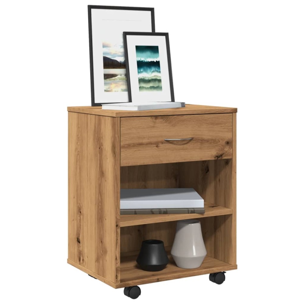 vidaXL Dulap cu roți, stejar artizanal, 46x36x59 cm, lemn prelucrat