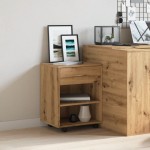 vidaXL Dulap cu roți, stejar artizanal, 46x36x59 cm, lemn prelucrat vidaXL Dulap cu roți, stejar artizanal, 46x36x59 cm, lemn prelucrat
