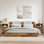 vidaXL Noptiere, 2 buc, lemn învechit, 40x36x65 cm, lemn prelucrat