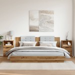 vidaXL Noptiere, 2 buc., stejar artizanal, 40x36x65 cm, lemn prelucrat