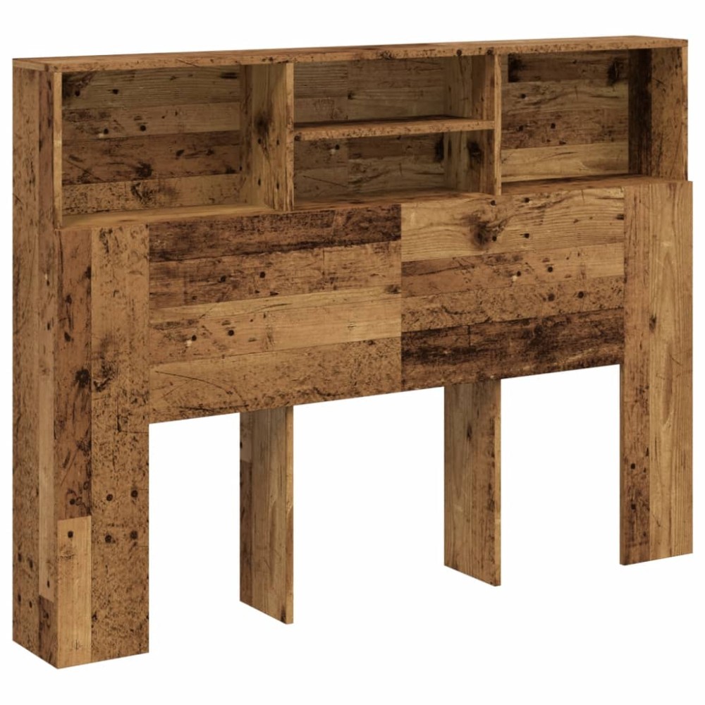 vidaXL Tăblie de pat cu dulap, lemn vechi, 140x19x103,5 cm