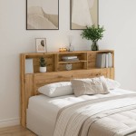 vidaXL Tăblie pat dulap stejar artizanal 160x19x103,5cm lemn prelucrat vidaXL Tăblie pat dulap stejar artizanal 160x19x103,5cm lemn prelucrat