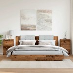 vidaXL Noptiere, 2 buc, lemn învechit, 40x36x65 cm, lemn prelucrat