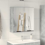 vidaXL Dulap de baie cu oglindă, gri beton, 64x20x66,5 cm, PAL vidaXL Dulap de baie cu oglindă, gri beton, 64x20x66,5 cm, PAL