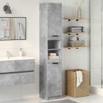 vidaXL Dulap de baie, gri beton, 32x34x188,5 cm, lemn compozit
