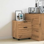vidaXL Dulap mobil pentru fișiere cu roți Artisan Stejar Lemn vidaXL Dulap mobil pentru fișiere cu roți Artisan Stejar Lemn
