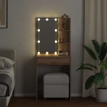 vidaXL Masă de toaletă cu LED, stejar artizanal, 60x40x140 cm vidaXL Masă de toaletă cu LED, stejar artizanal, 60x40x140 cm