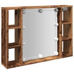 vidaXL Dulap cu oglindă și LED lemn vechi 76x15x55 cm, lemn prelucrat vidaXL Dulap cu oglindă și LED lemn vechi 76x15x55 cm, lemn prelucrat