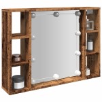 vidaXL Dulap cu oglindă și LED lemn vechi 76x15x55 cm, lemn prelucrat vidaXL Dulap cu oglindă și LED lemn vechi 76x15x55 cm, lemn prelucrat