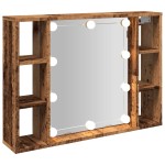 vidaXL Dulap cu oglindă și LED lemn vechi 76x15x55 cm, lemn prelucrat vidaXL Dulap cu oglindă și LED lemn vechi 76x15x55 cm, lemn prelucrat