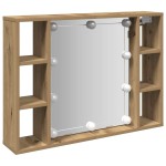 vidaXL Dulap cu oglindă și LED stejar artizanal 76x15x55 cm, lemn vidaXL Dulap cu oglindă și LED stejar artizanal 76x15x55 cm, lemn
