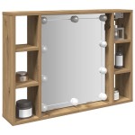 vidaXL Dulap cu oglindă și LED stejar artizanal 76x15x55 cm, lemn vidaXL Dulap cu oglindă și LED stejar artizanal 76x15x55 cm, lemn