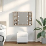 vidaXL Dulap cu oglindă și LED stejar artizanal 76x15x55 cm, lemn vidaXL Dulap cu oglindă și LED stejar artizanal 76x15x55 cm, lemn