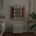 vidaXL Dulap cu oglindă și LED, lemn vechi, 70x16,5x60 cm