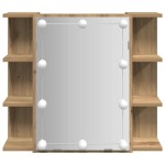 vidaXL Dulap cu oglindă și LED, Artisan Stejar, 70x16,5x60 cm