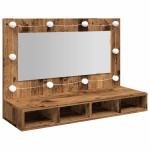 vidaXL Dulap cu oglindă și LED, lemn vechi, 90x31,5x62 cm vidaXL Dulap cu oglindă și LED, lemn vechi, 90x31,5x62 cm