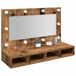 vidaXL Dulap cu oglindă și LED, lemn vechi, 90x31,5x62 cm vidaXL Dulap cu oglindă și LED, lemn vechi, 90x31,5x62 cm
