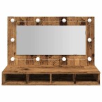 vidaXL Dulap cu oglindă și LED, lemn vechi, 90x31,5x62 cm vidaXL Dulap cu oglindă și LED, lemn vechi, 90x31,5x62 cm