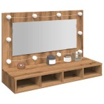 vidaXL Dulap cu oglindă și LED, Artisan Stejar, 90x31,5x62 cm vidaXL Dulap cu oglindă și LED, Artisan Stejar, 90x31,5x62 cm