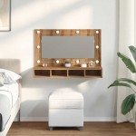 vidaXL Dulap cu oglindă și LED, Artisan Stejar, 90x31,5x62 cm vidaXL Dulap cu oglindă și LED, Artisan Stejar, 90x31,5x62 cm