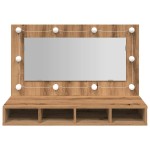 vidaXL Dulap cu oglindă și LED, Artisan Stejar, 90x31,5x62 cm vidaXL Dulap cu oglindă și LED, Artisan Stejar, 90x31,5x62 cm