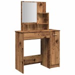 vidaXL Masa de toaleta cu oglinda lemn vechi 86,5x35x136 cm