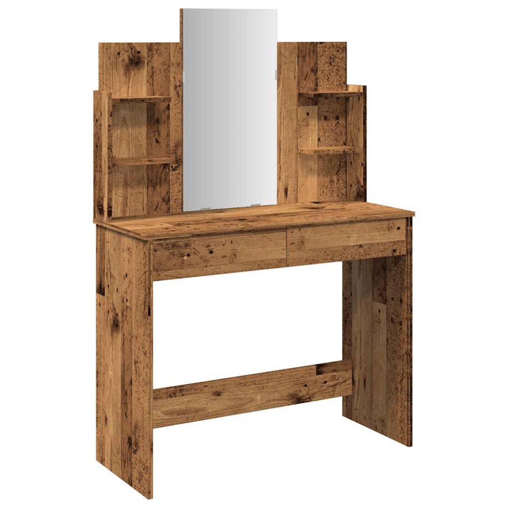 vidaXL Masa de toaleta cu oglinda lemn vechi 96x39x142 cm