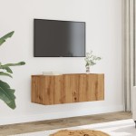 vidaXL Comodă TV de perete, 2 buc. stejar artizanal, 80x30x30 cm vidaXL Comodă TV de perete, 2 buc. stejar artizanal, 80x30x30 cm