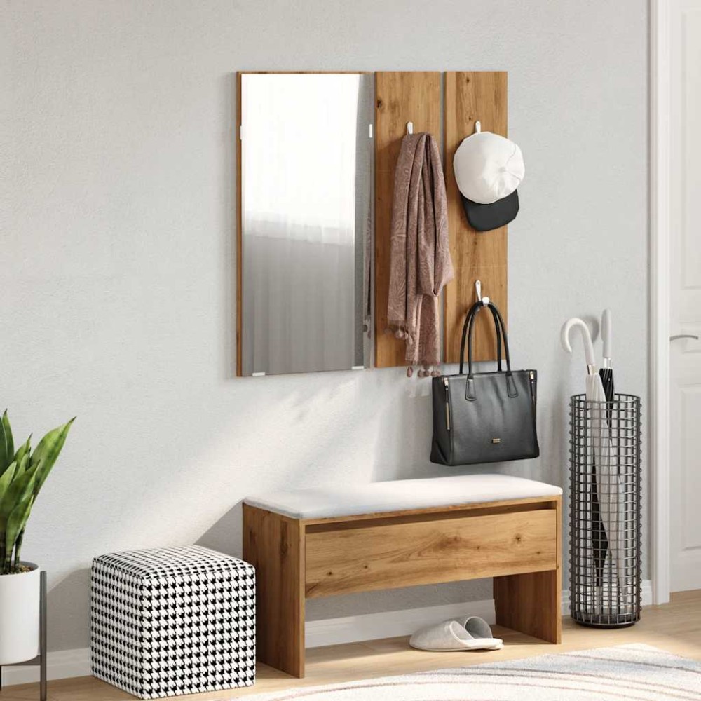 vidaXL Set de mobilier pentru hol din lemn de stejar artizanal