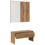 vidaXL Set de mobilier pentru hol din lemn de stejar artizanal